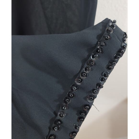 VTG Marmie West Black Sequin Hem Pleated Pull On Pants Medium Large Lightweight - Picture 6 of 7